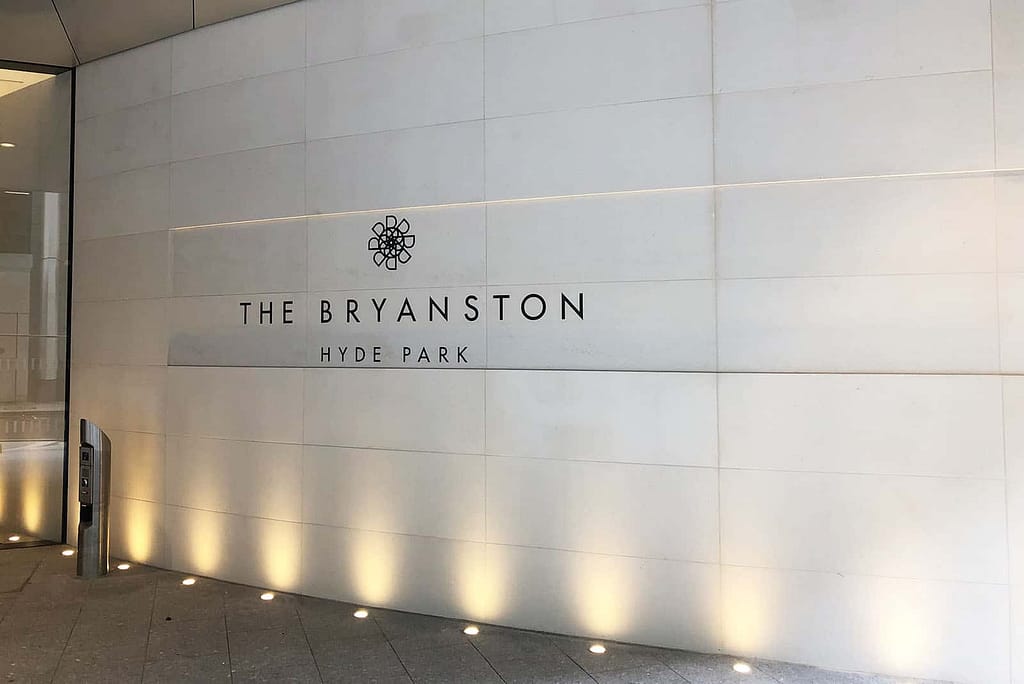 Design of the apartment branding sign at Bryanston Apartments