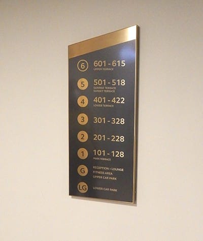 Lift index sign in Solstice Apartments