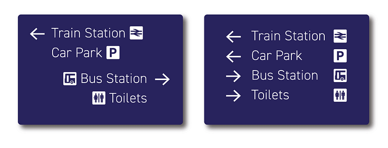 Differences in text layout - wayfinding consultant Vs Graphic Designer