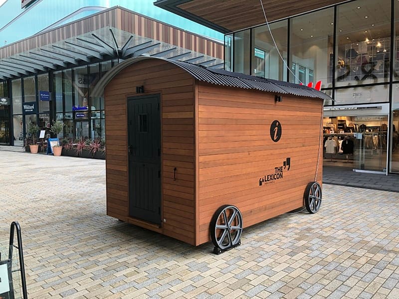 Customer services kiosk, with a shepherd hut design for The Lexicon, Bracknell