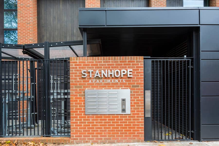 Entrance to Stanhope Apartments