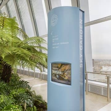 Close up of totem sign in the Sky Garden