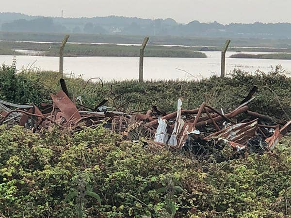 Debris from the dismantling and demolition of the site at Orford Ness